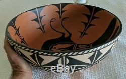 14.5 Indian Bowl, HUGE, Santo Domingo, Handmade, Hand Painted, Native American