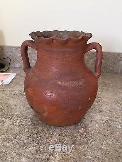 1910 Native American Catawba Indian SC Pottery with Provenance 2 Handled Jar