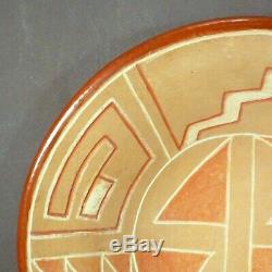 1940s Ohkay Owingeh San Juan Pueblo Native American Pottery Incised Red Plate