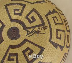1989 David Salk 11.5 Studio Pottery Native American Basket Bowl California