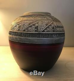 1993 Bob Lansing Native American Indian Navajo Pottery Vase Signed