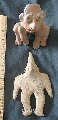 2 Small PRE-COLUMBIAN FIGURES Colima Pre-Historic Native American Old Indian Rel