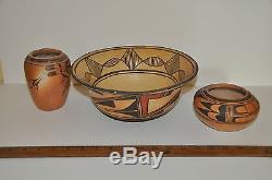 3 Hopi pottery bowls early 1900s Indian Native American