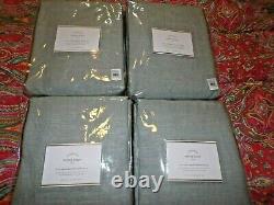 4 Pottery Barn Emery Linen Cotton Blackout Lined Drapes, 96 Blue Dawn, New