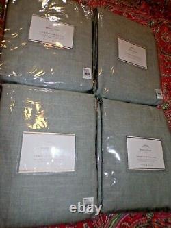 4 Pottery Barn Emery Linen Cotton Blackout Lined Drapes, 96 Blue Dawn, New
