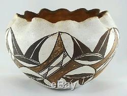 5.5 Old Acoma Pueblo Polychrome Ruffled Bowl Pot Native American Pottery #2003