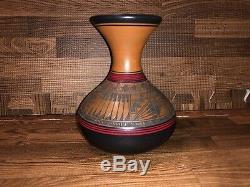 5 X 4.5 Herman Oliver Edgewater Pottery Navajo Native American Carved Pot Vase