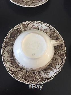 6 Johnson Brothers WILD TURKEYS BROWN NATIVE AMERICAN Cup & Saucer