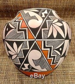 ACOMA NM NATIVE AMERICAN POTTERY OLLA VESSEL POLYCHROME by F. ARAGON