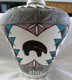 ACOMA PUEBLO HAND PAINTED POTTERY LARGE VASE by LEE RAY-NATIVE AMERICAN