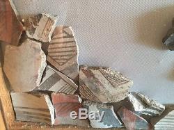 ANASAZI POTTERY SHARDS & ARROWHEADS DISPLAYED IN SHADOW BOX (Rare Native Amer)