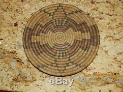 ANTIQUE, NATIVE AMERICAN, HOPI, ROUND DANCE, COILED, BASKET, TRAY. WithHANDLE, 12 DIA
