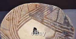 Authentic Anasazi Classic Mimbres B/w Geometric Bowl With Bird Heads, 1150 Ad