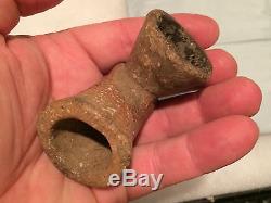 AUTHENTIC ARKANSAS CADDO POTTERY CLAY PIPE NATIVE AMERICAN INDIAN ARTIFACT