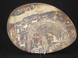 A Large Pottery Charger with native American Scene depicting 1200AD, David Salk