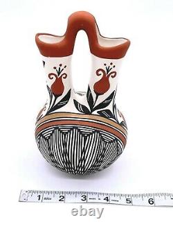 Acoma New Mexico Native American Pottery Wedding Vase Signed K Joe 7.5 Tall