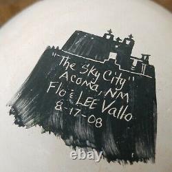 Acoma Pottery Bowl Native American New Mexico Sky City Signed Flo & Lee Vallo 08