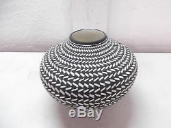 Acoma Pottery Native American Indian Pueblo Fine Line Basket Pot Paula Estevan