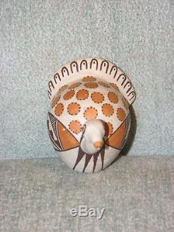 Acoma Pueblo Lucy Lewis Signed Dated Turkey Seed Pot Figure Figurene Pottery
