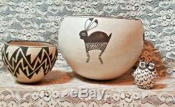 Acoma Pueblo Native American Indian Pottery Bowls Dolores Lewis, M. A. Hampton