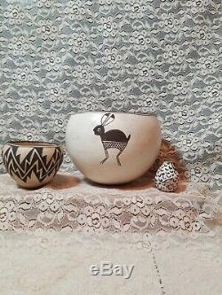 Acoma Pueblo Native American Indian Pottery Bowls Dolores Lewis, M. A. Hampton