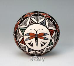 Acoma Pueblo Native American Indian Pottery Dragonfly Seed Pot Sharon Lewis