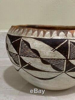 Acoma Pueblo Native American Pie Rim Bowl Lupe Paytiamo 1976 8.5 X 5.5