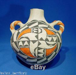 Acoma Pueblo Pottery Polychrome Canteen/Water Jar c. 1950