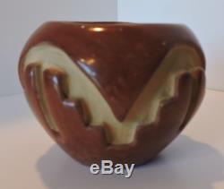 Agapita Tafoya (1904-1959) petite carved redware Native American Santa Clara pot