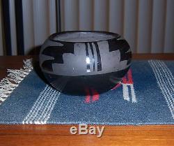 Agapita Tafoya Santa Clara Native American Black Painted Pottery Bowl Jar Pot