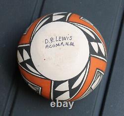 An Acoma Pueblo Native American Pottery Kokopelli Seed Jar Signed D. R. Lewis