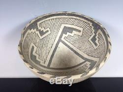 Ancient Anasazi Snow Flake 1200 AD Black on White Bowl No Reserve