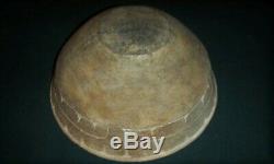 Ancient Native American Indian Caddo Pottery Large Ripley Engraved Bowl Solid