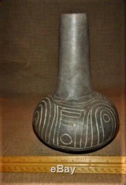Ancient Native American Indian Pottery NE TX Caddo Spiro Engraved Water Bottle