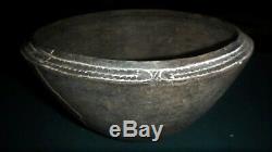 Ancient Native American Indian Pottery TX Caddo Large Simms Engraved Bowl -Solid