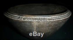 Ancient Native American Indian Pottery TX Caddo Large Simms Engraved Bowl -Solid
