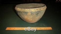 Ancient Native American Indian Pottery Tx Caddo Large Simms Engraved Bowl -Solid