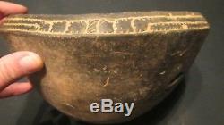 Ancient Native American Indian Pottery Tx Caddo Large Simms Engraved Bowl -Solid