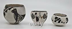 Anne, Mary, Emma, Lewis Native American Pottery Miniature Pots Vessels Acoma NM