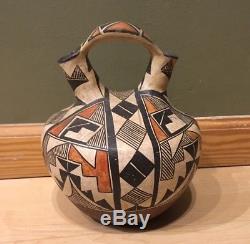 Antique 1900-1920's Polychrome Acoma Indian Wedding Vase / Olla Pot