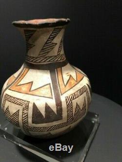 Antique 19th Century Native American Pueblo Acoma Polychrome Bottle Form Vase