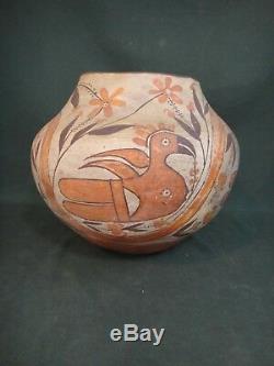 Antique Acoma Polychrome Parrot Olla Pot Old Native American Indian Pottery