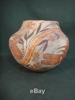 Antique Acoma Polychrome Parrot Olla Pot Old Native American Indian Pottery