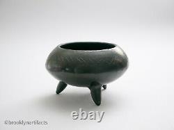 Antique Cherokee Blackware Pottery Footed Bowl Native American Indian Art