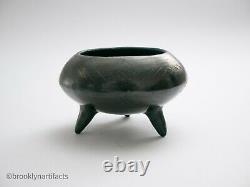 Antique Cherokee Blackware Pottery Footed Bowl Native American Indian Art