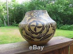 Antique Early 20thC Native American Acoma Pueblo Polychrome Pottery Olla Pot