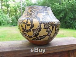 Antique Early 20thC Native American Acoma Pueblo Polychrome Pottery Olla Pot