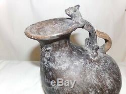 Antique Fetish Jug Squirrel Handmade Pottery Old 1 Of A Kind American Native