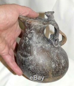 Antique Fetish Jug Squirrel Handmade Pottery Old 1 Of A Kind American Native