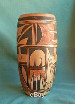 Antique Hopi Indian Pottery Vase Old Hopi Tall Cylider Vase Nampeyo family Pot